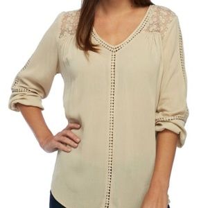 NEW DIRECTIONS Casual Crochet Woven Top size 3X